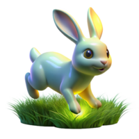 serene rustic 3D Render of a Cute Bunny Hopping in Grass genuine png