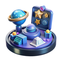 3D Render of Cosmic Game Interface with Stars png