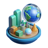 Global Data Visualization 3D Charts World Map png