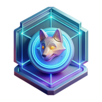 Neon Fox Digital Badge 3D Render png