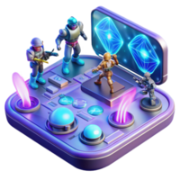 Futuristic Game Controller with 3D Action Figures png