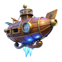 extraordinary creative Steampunk Submarine 3D Render authentic png