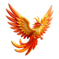 elegant traditional Majestic Phoenix 3D Render of Mythical Firebird in Flight authentic png