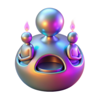 Abstract 3D Render Iridescent Sphere with Figures png