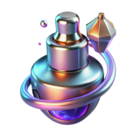 Iridescent Perfume Atomizer 3D Render of a Futuristic Fragrance Bottle png