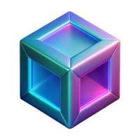 serene classic Neon Cube 3D Render authentic png