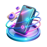 Neon Smartphone Mobile Tech in Vibrant Display png