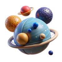 Abstract Cosmic Sphere Cluster 3D Rendered Planets png