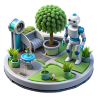 Robot in a Smart Garden AI Automated Landscaping png