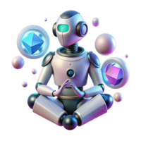 Mindful Robot AI Meditation and Geometric Shapes png