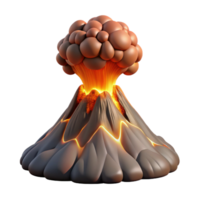 magnificent minimalist Cartoon Volcano 3D Render high quality png