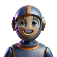 Happy Robot 3D Render of a Smiling Astronaut Bot png
