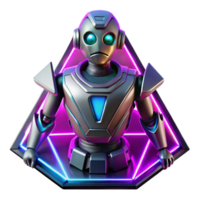 Futuristic Robot in Neon Triangle Display png