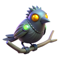 magnificent abstract 3D Render Robotic Bird on Branch authentic png