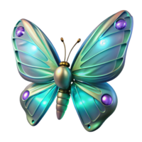 elegant rustic 3D Render Metallic Butterfly authentic png