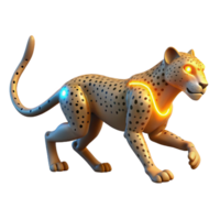 vibrant artistic Glowing Cheetah 3D Render high resolution png
