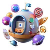 Spacecraft UI Design Colorful 3D Render png