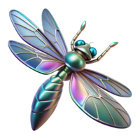 elegant abstract Iridescent Dragonfly 3D Render genuine png