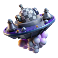 3D Render UFO, Chess Pieces, Grape Cluster png