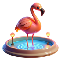dramatic abstract Pink Flamingo 3D Render in Pool professional png