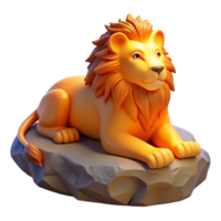 vibrant minimalist 3D Render of a Lion Resting on a Rock professional png