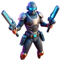 Futuristic Cyborg Warrior 3D Render Futuristic Sci Fi Armor, Glowing Weapons, Advanced Technology, Powerful Soldier, Dynamic Pose, Game Character, Digital Art, Sci Fi Illustration png