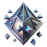 Geometric Pyramid Structure with Iridescent Gems png