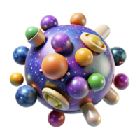 Cosmic Cluster 3D Abstract Sphere with Colorful Planets png