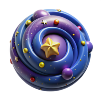 Cosmic Swirl 3D Render of Abstract Galaxy Sphere png