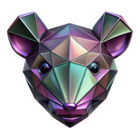 Iridescent Geometric Mouse Head Low Poly 3D Render png
