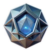 Abstract Geometric Structure Metallic Icosahedron with Inner Glow png