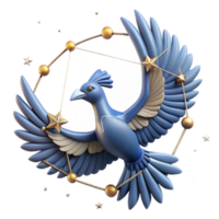 Celestial Bird 3D Render of a Mythical Creature in Constellation png
