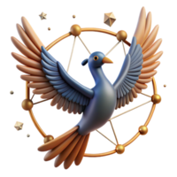 3D Bird in Celestial Ring Fantasy Art png