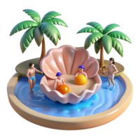 Island Getaway Shell Pool Palm Trees png