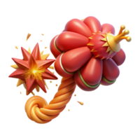 3D Render Festive Flower Wand with Starburst png