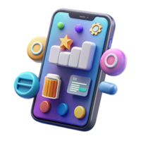 Mobile App UI Design 3D Icons Data Visualization png