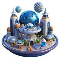 Futuristic Space City 3D Render of a Utopian Lunar Colony png