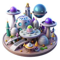 Futuristic Cityscape Dome Structures, Alien Architecture, Sci-fi World png
