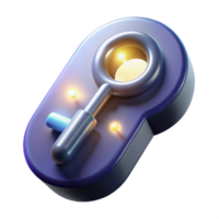 Illuminated Key 3D Render of Abstract Search Concept png