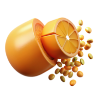 Citrus Burst Orange Segment Seed Explosion png