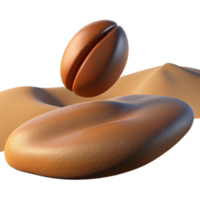Coffee Bean Falling on Sand Dune 3D Render png