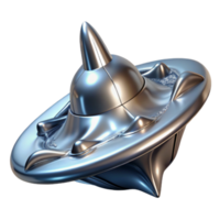 Futuristic Spaceship Design 3D Render of a Silver UFO png