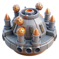 Futuristic Dome Defense System Spherical Fortress with Turrets png