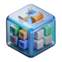 Abstract 3D Cube Puzzle Geometric Shapes Controls png