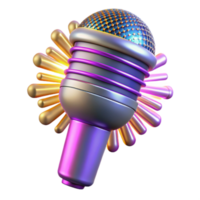 Metallic Microphone 3D Render Colorful, Shiny, Abstract png