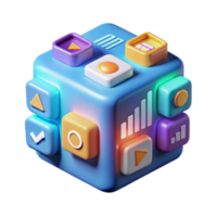 Interactive 3D Cube Multimedia, Data App Function Icons png