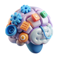 Abstract Brain Colorful 3D Render of Cognitive Processes png