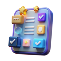 3D Interface Design Checklist App UI with User Feedback png
