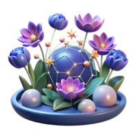3D Render Floral Sphere with Illuminated Network png