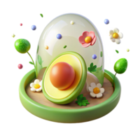 3D Render Avocado, Flowers, and Springtime Dome png